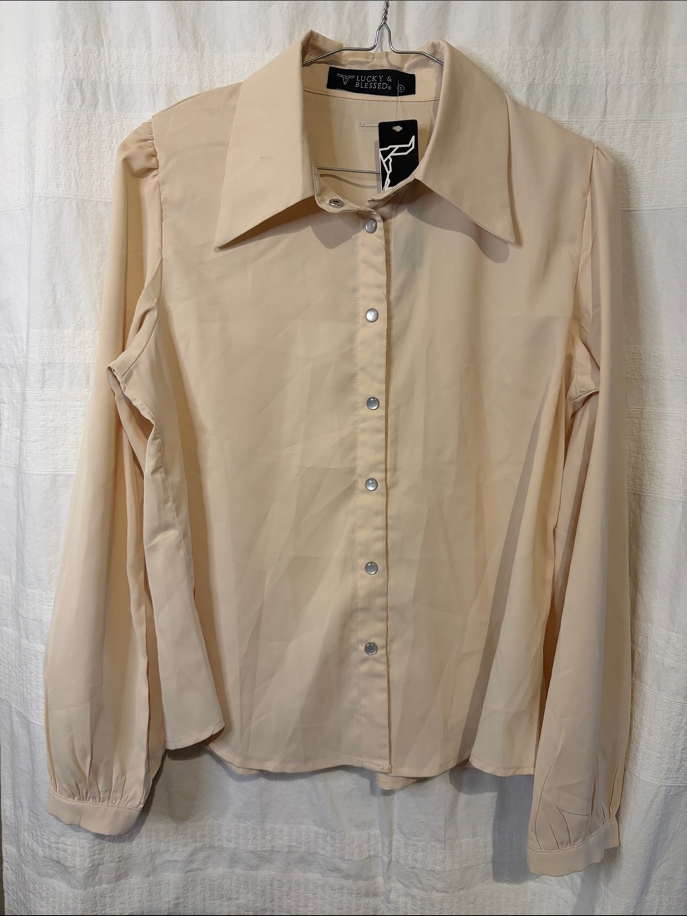 NWT Luck & Blessed Creme color  long sleeve shirt